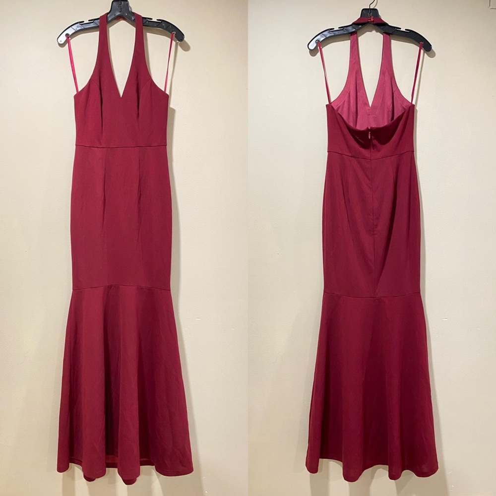 NWT Bariano Australia Red Halter Mermaid Gown — XS